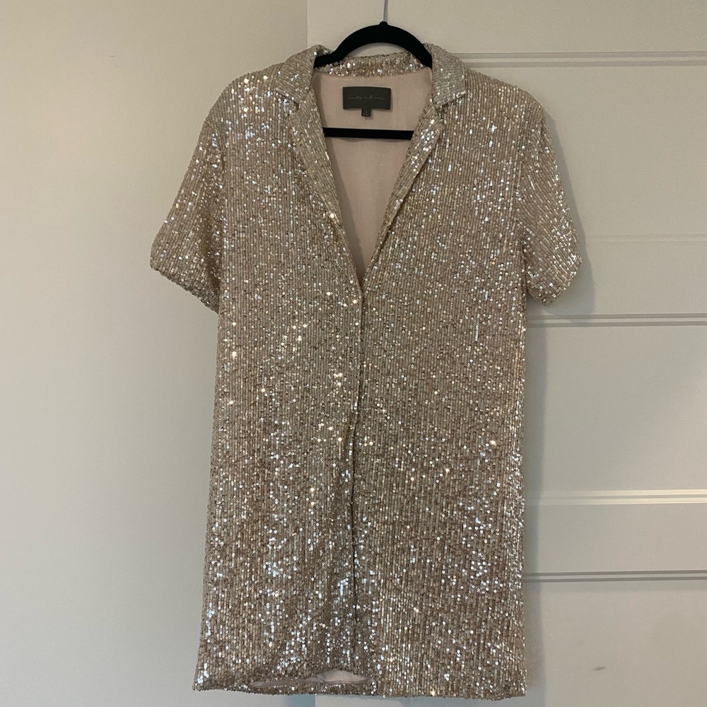 Anthropologie Sequined Mini Shirtdress